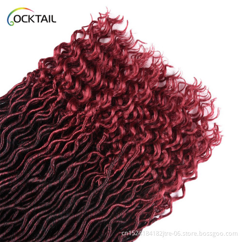 24 inch soft locs, goddess locs crochet braid hair extension with curly end natural